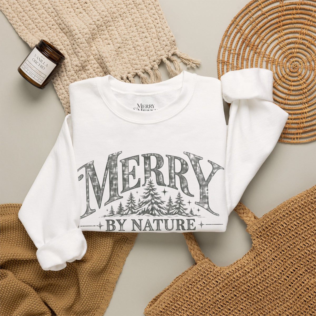 Merry by Nature Christmas Crewneck Sweatshirt