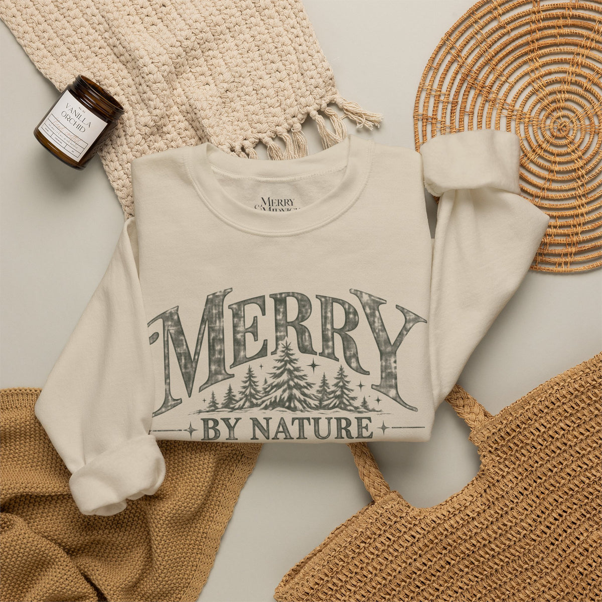 Merry by Nature Christmas Crewneck Sweatshirt