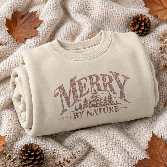 Merry by Nature Red Christmas Crewneck Sweatshirt